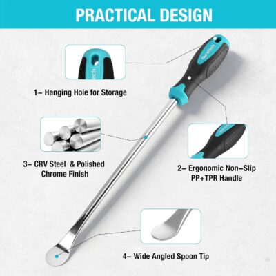 DURATECH 14.5" Steel Tire Spoons Tool Set, 24-Piece Tire Bar Removal Set with Rim Protectors, Valve Core Tools and Storage Bag, Tire Changing Iron Tool Kit for Motorcycle, Bicycle, ATV and Lawn Mower - Image 4