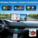 10.26 Inch Carplay Screen for Car, Compatible with Apple CarPlay & Android Auto, 4K Dash Cam & HD Backup Camera, Bluetooth, Navigation, Mirror Link, Voice Control, Carplay Tablet for Cars/Trucks - Image 2