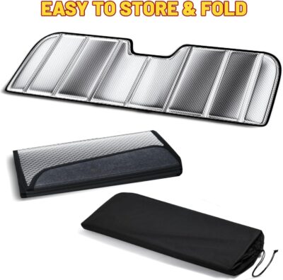 Windshield Sun Shade for Chevrolet Silverado/GMC Sierra 1500/2500HD/3500HD for 2019-2026, Foldable Front Window Shade with 3-Layer Reflective Material to Keep Car Cool - Image 6