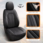 Car Seat Cover Full Set, Leather Car Seat Cover, Waterproof Seat Covers, Car Seat Cushion, Nappa Leather Seat Covers Car Seat Protector Universal Fit Most Cars Black - Image 6