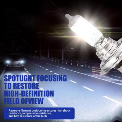 Pack-2 Car H7 Halogen Bulbs, 55W 12V Quartz Lamp, Super Bright Beam Low/High Beam Fog Light Replacement, All-in-one Plug and Play Bulb, Universal Lighting Accessories for Cars (White Light) - Image 5