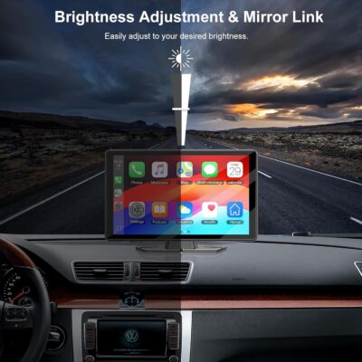 Carplay Screen for Car,7" HD IPS Wireless Portable Car Stereo for Apple Carplay &Android Auto,Car Audio Receivers Touch Screen Car Play with GPS Navigation,BT,Mirror Link,FM,Voice Control-Black - Image 3