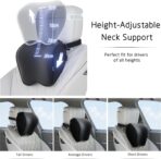 Crofy 2-Pack Car Neck Pillow, Softness Car Headrest Pillow for Driving with Adjustable Strap, 100% Memory Foam and Breathable Removable Cover, Comfortable Ergonomic Design (Black Side Rope) - Image 2