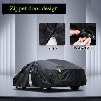 Car Cover Custom Fit for Toyota Corolla 2000-2025, Honda Civic 1991-2025, Waterproof All Weather Full Exterior Cover Rain Sun Protector Car Cover with Door Zipper - Image 3