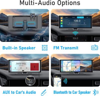 10.26 Inch Carplay Screen for Car, Compatible with Apple CarPlay & Android Auto, 4K Dash Cam & HD Backup Camera, Bluetooth, Navigation, Mirror Link, Voice Control, Carplay Tablet for Cars/Trucks - Image 6