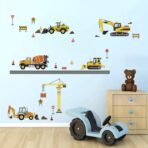 decalmile Construction Vehicles Wall Decals Trucks Tractor Cars Wall Stickers Baby Boys Bedroom Kids Playroom Wall Decor - Image 3