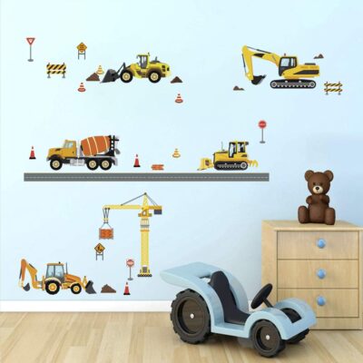 decalmile Construction Vehicles Wall Decals Trucks Tractor Cars Wall Stickers Baby Boys Bedroom Kids Playroom Wall Decor - Image 3