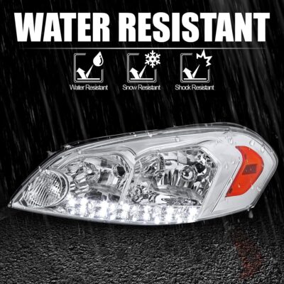 SPEC-D TUNING Chrome Clear Led Headlights W/Amber Reflector Compatible with 2006-2013 Chevy Chevrolet Impala, 2006-2007 Monte Carlo, 2014-2016 Impala Limited, L+R Pair Head Light Lamp Assembly - Image 6