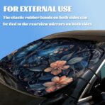 Blue Butterfly Car Windshield Sunshade Folding Retro Flowers Leaves Heatshield Front Window Car Sun ​Shade Windshield Block UV Rays Sun Shade Visor Protector for Car Sedan Truck SUV Accessories - Image 3