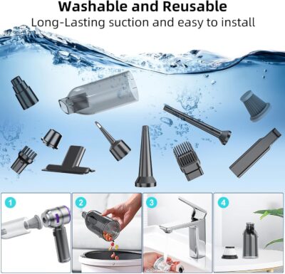 Car Vacuum Cleaner High Power - 22000PA Portable Car Vacuums 4 in 1 Compressed Air Duster & Blower Hand Held Vacuum Cordless with Brushless Motor for Cars Home Office Camping Ideal Gifts for Men women - Image 8