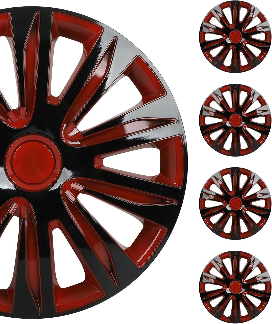 71Kn5EgONHL._AC_SL1500_.jpg SCITOO 4-Pack 16 Inch Hubcaps Black & Red Wheel Cover Hubcaps for Cars - Image 1