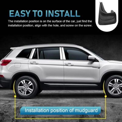 2 PCS Car Mud Flaps, Tire Rear Splash Fender Guard Trim Kit for All Weathers, PVC Anti-scratch Waterproof Mudguard Protector, Seamless Fit Modification Part for Cars SUVs Trucks (Black) - Image 4