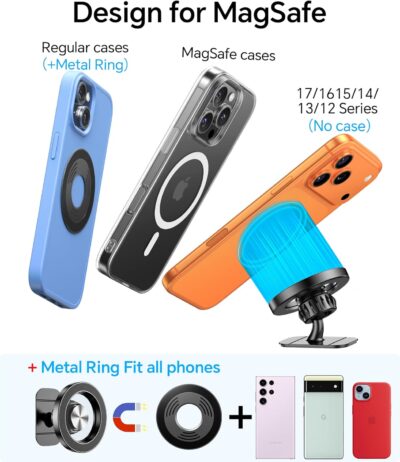 Kaistyle for Magsafe Car Mount【20 Strong Magnets】Magnetic Phone Holder for Car Phone Holder Mount Dash Mounted Holders Cell Phone Holders for Your Car Accessories for Women Men for iPhone 17 16 15 14 - Image 7