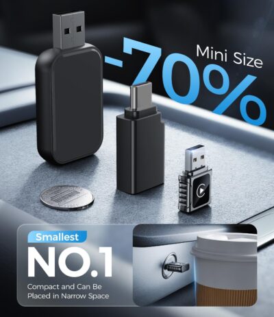 JDG Wireless CarPlay Adapter, Converts Wired CarPlay to Wireless, for Cars with Built-in Wired Apple Carplay, Super Mini USB Design Car Play Adapter for iPhone, (Black) - Image 3