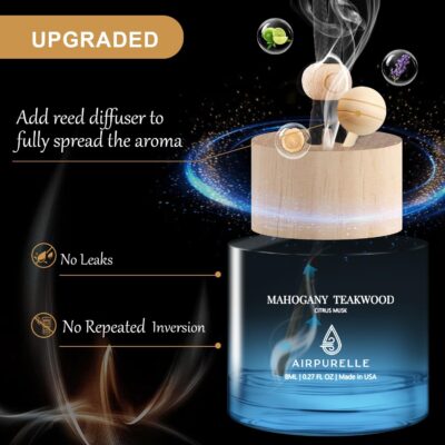 Car Air Freshener Hanging 2 Pack Car Air Fresheners Diffuser - Mahogany Teakwood Fragrance Oil Air Diffuser for Car, 45+ days Long Lasting Car Fresheners Fragrance, Two 0.27 FL OZ/8ML Made in USA - Image 4