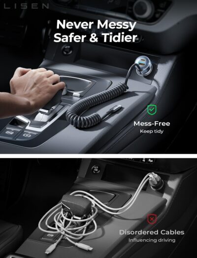 LISEN 90W for iPhone 17e 16 15 Pro Max Car Charger USB C Fast Charge,Super Fast for iPhone 15 16 17 Pro Car Charger USB C Adapter for iPhone 17 16 15 Air ProMax Plus,Samsung Galaxy S26 Ultra, Android - Image 9