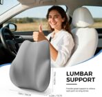 BEBAS Lumbar Support Pillow for Car, Memory Foam Back Cushion for Driving, Ergonomic Lumbar Pillow for Pain Relief, Comfort Lower Back Support for Office Chairs, Car Seat, Wheelchair -Gray - Image 2