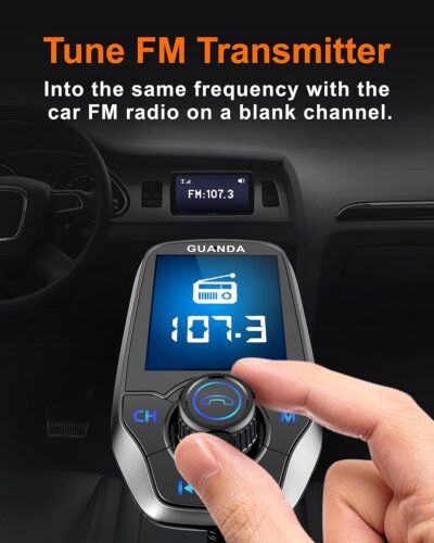 Upgraded Bluetooth 5.3 FM Transmitter for Car, Wireless Radio Adapter Kit W 1.8" Color Display Hands-Free Call AUX in/Out SD/TF Card USB Fast Charging 18W for All Smartphones Audio Players - Pewter - Image 4