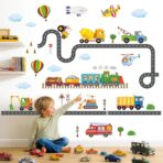 DECOWALL SG2-2107 Construction Transportation Wall Decals Car Truck Tractor Road Stickers for Kids Boys Living Room Decor Bedroom Playroom Nursery Peel and Stick Removable - Image 2