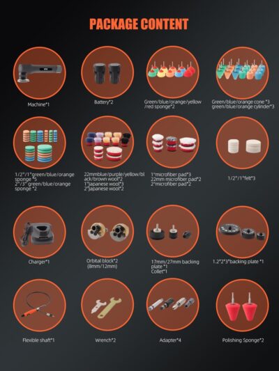 Cordless Mini Polisher, SPTA 12V Cordless Polisher for Detailed Polishing, Cordless Car Buffer Polisher, RO&DA Buffer Polisher with Mini Polishing Pads and Wool Pads for Polishing, Sanding, Cleaning - Image 3