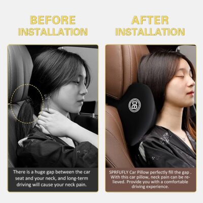 Super Cozy Car Headrest Pillow, 100% Memory Foam Car Neck Pillow with Adjustable Strap & Breathable Removable Cover, Ergonomic Design - Travel Pillow Car Pillow for Neck/Back Pain Relief(Black, 1PC) - Image 6