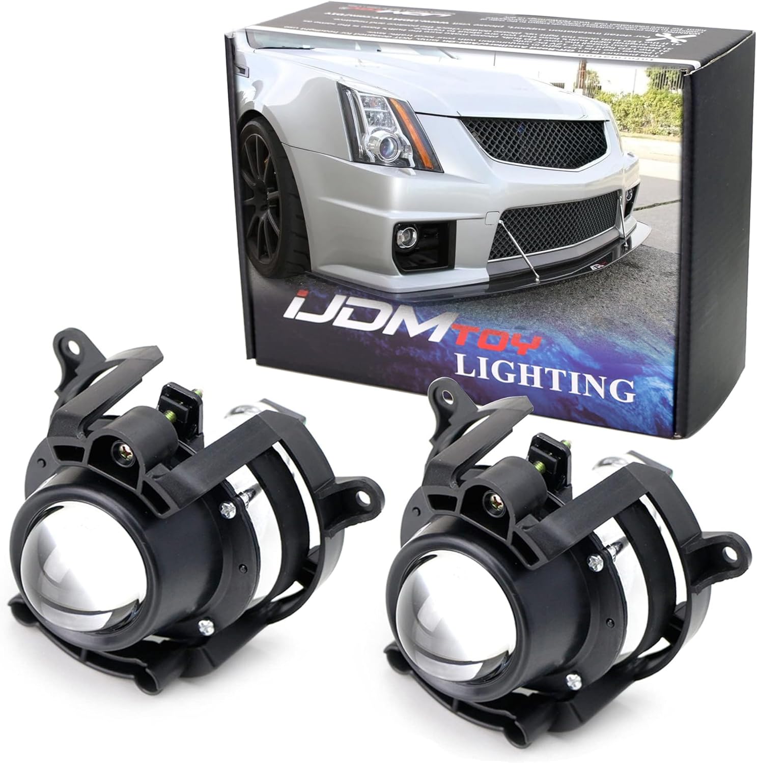 71L8ROEPLeL._AC_SL1500_.jpg iJDMTOY OEM-Spec Projector Lens Fog Light Assemblies Kit w/ H11 Halogen Bulbs, Compatible With 2008-2015 Cadillac CTS, 2008-2012 Chevrolet Malibu, etc - Image 1