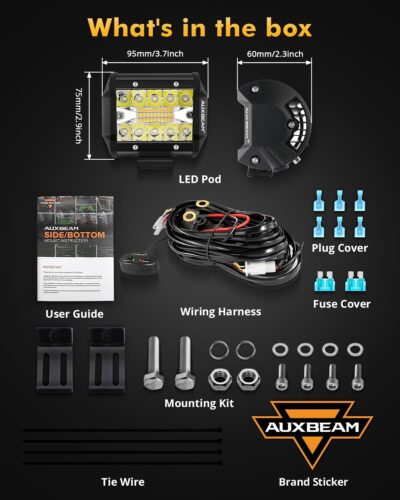Auxbeam 6 Modes Amber White Series 4 Inch 120W Strobe LED Pod Lights Dual Color Auxiliary Offroad Light Bar Spot Flood Combo Flashing Fog Lights A-Pillar Bumper Grille Mount, Pair - Image 3