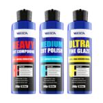 3-Step Rubbing Polish Kit 32oz - Heavy Cut Rubbing, Medium Polish & Ultra Fine Glaze - Scratch & Swirl Remover - Safe All Car Paint - by WEICA