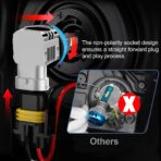 H11/H9/H8 and 9005/HB3Light Bulbs Combo, 800% Brighter (70000LM), 6500K Fog Lights Cool White, Plug-N-Play, Pack of 4 + with Free White Installation Gloves - Image 6