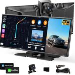 Largest 11.5"Wireless Apple CarPlay Screen for Car–Portable Carplay & Android Auto Touchscreen Car Stereo with App Control, 4K Dash Cam, Backup Camera, GPS, Mirror Link, Voice Control,for All Vehicles