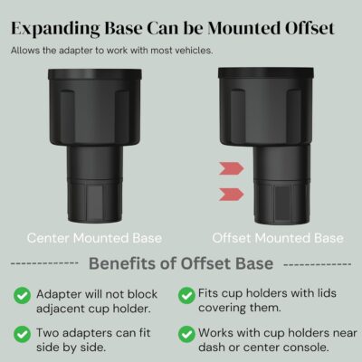 Car Cup Holder Expander Adapter for Large Water Bottles - [Patented & Upgraded] - Holds: Hydro-Flask, Yeti, Nalgene, Owala, 32-40oz - Adjustable Expandable Insert Extender - Universal - Image 5