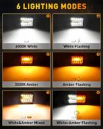 NAOEVO 4 Inch LED Pod Lights, White Amber LED Fog/Driving/Offroad Lights Strobe/Memory Mode and 2 Leads Wiring Harness, Cube Pods for Truck Boat ATV UTV, 2 Pcs (6 Modes) - Image 2