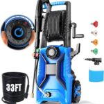 Pressure Cleaner 5000 PSI Adjustable Pressure, Power Cleaners Powered with 33ft Pressure Hose, 4 Nozzles and 500ml Foam Cannon, Cleaner Machine for Home, Car, Blue