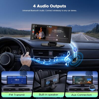 LAMTTO 9.26" Wireless CarPlay Screen for Car - Apple CarPlay & Android Auto Touchscreen, 1600x600 HD IPS Display, Plug & Play, OTA Updates, Waterproof Backup Camera & Screen Mirroring - Image 3