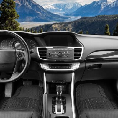 Heavy Duty 4pc Front & Rear Rubber Floor Mats for Car SUV Van & Truck - All Weather Protection Universal Fit - Image 2