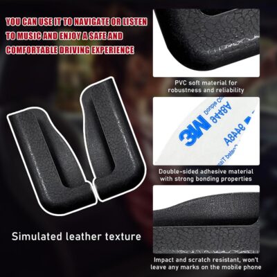 2 PCS Multifunctional Mobile Phone Bracket, Adjustable Width Car Dashboard Phone Holder, Self Adhesive Auto Cell Phone Mount, Universal Vehicle Phone Holder for All Phones (Black) - Image 4