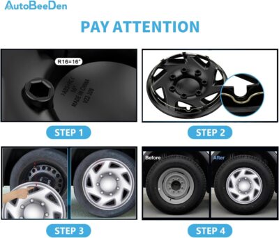 Ford 4-Pack Hubcaps: Wheel Covers Compatible with Ford Van 1998-2023, Truck & Econoline; 16 inch Silver - Image 6