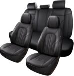 Car Seat Cover Full Set, Leather Car Seat Cover, Waterproof Seat Covers, Car Seat Cushion, Nappa Leather Seat Covers Car Seat Protector Universal Fit Most Cars Black