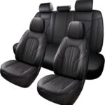 Car Seat Cover Full Set, Leather Car Seat Cover, Waterproof Seat Covers, Car Seat Cushion, Nappa Leather Seat Covers Car Seat Protector Universal Fit Most Cars Black