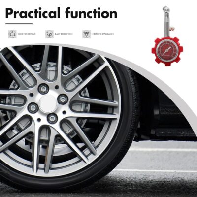 Heavy Duty Tire Pressure Gauge Metal Car Tire Air Pressure Gauge Tool with Digital Display Red for Auto Monitoring - Image 6
