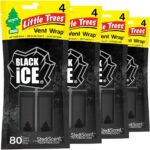 LITTLE TREES Car Air Freshener | Vent Wrap Provides Long Lasting Scent, Invisibly Fresh | 16 Air Fresheners | Black Ice