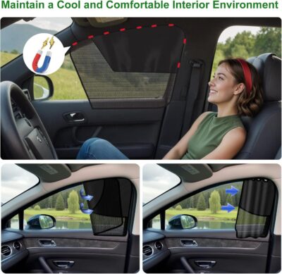 Car Window Shades, 2Pack Magnetic Front Car Window Cover, Half Blackout & Half See-Through Driver Side Window Sun Shade for Eating/Breastfeeding/Taking a Nap/Clothes Changing/Camping - Image 6