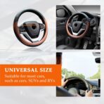Ziciner Steering Wheel Cover, Soft Leather Premium Durable Elastic Auto Wheel Cover Protector, Stretch Breathable Anti-Slip Lining, Universal 14.5-15 inch Car Interior Accessories (Coffee) - Image 2