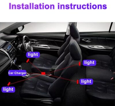 4-in-1 RGB Car Interior Lights with APP Control, Music Sync Mode, 12V LED Strip Light Kit for Car, Truck, SUV – Smart Ambient Lighting with Color Changing & Sound Activated, Car Charger Included - Image 6
