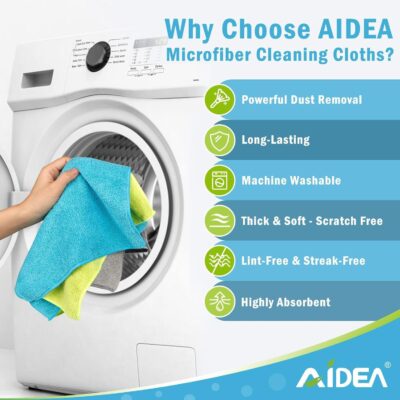 AIDEA Microfiber Cleaning Cloth-50PK, Soft Microfiber Towels for Cars, Absorbent Cleaning Rags, Lint-Free Streak-Free Wash Cloths for House, Kitchen, Window(12in.x12in) - Image 3