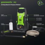 Greenworks Compact Electric Pressure Washer, 1.2 GPM (CSA Certified, Lightweight, 20 FT Tangle-Free Hose, 35 FT Power Cord) Great For Cars, Fences, Patios, Driveways, Decks and Patios - Image 2
