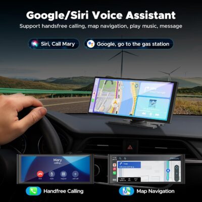 Volam 9.26'' Carplay Screen for Car with 4K Dash Cam, Compatible with Apple Carplay & Android Auto, Carplay with 1080p Backup Camera, Mirror Link, Loop Recording, GPS Navigation - Image 3