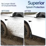 Farmogo Mud Flaps for Tesla Model Y Juniper Accessories 2025 2026 - [with Yellow Warning Strip] No Drilling Required Splash Guards All-Weather Body Kits for Tesla Model Y Accessories Black (Set of 4) - Image 2