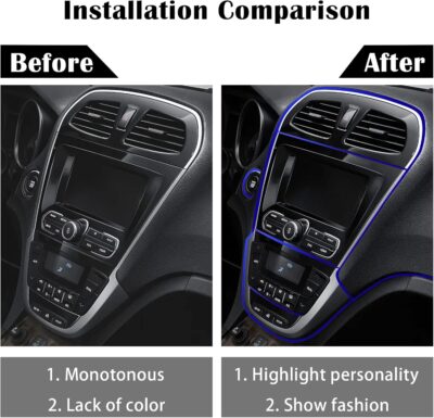 Car Interior Trim Strips,Universal 33ft Car Electroplating Decoration Styling Door Dashboard, Flexible Interior Trim Accessories with Installing Tool(Blue) - Image 5