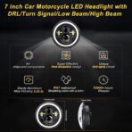 Shkalacar 7inch LED Headlight H4 140W Angel Eyes Round Headlights 4 Modes 14000LM 6000K White/3000K Amber Car Motorcycle Headlight Auto Ring Lights IP67 Waterproof 2pcs - Image 5